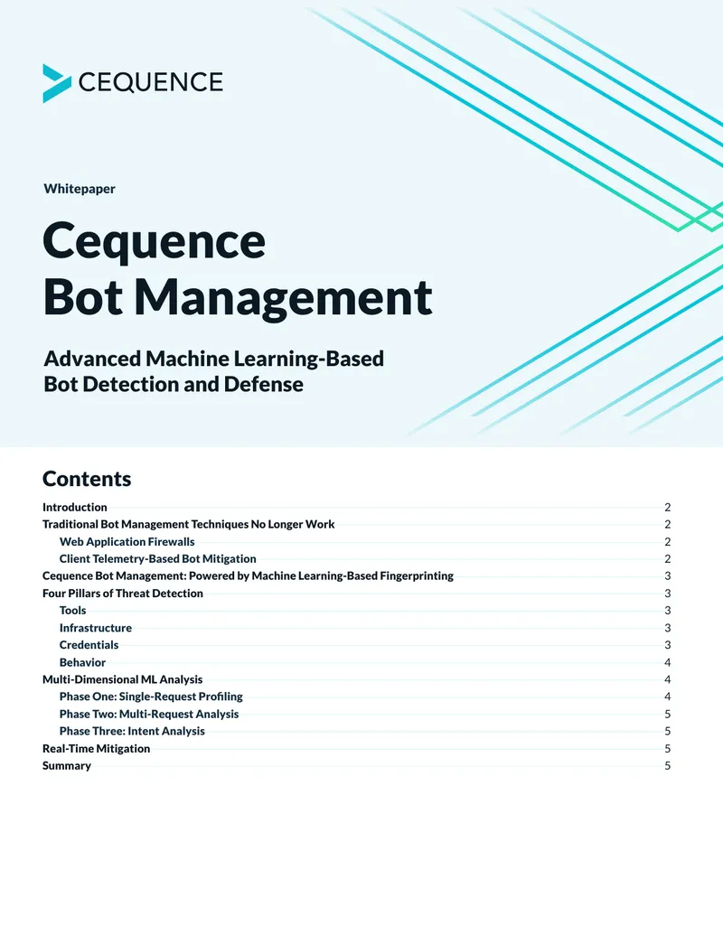 Cequence Bot Management Machine Learning Techniques
