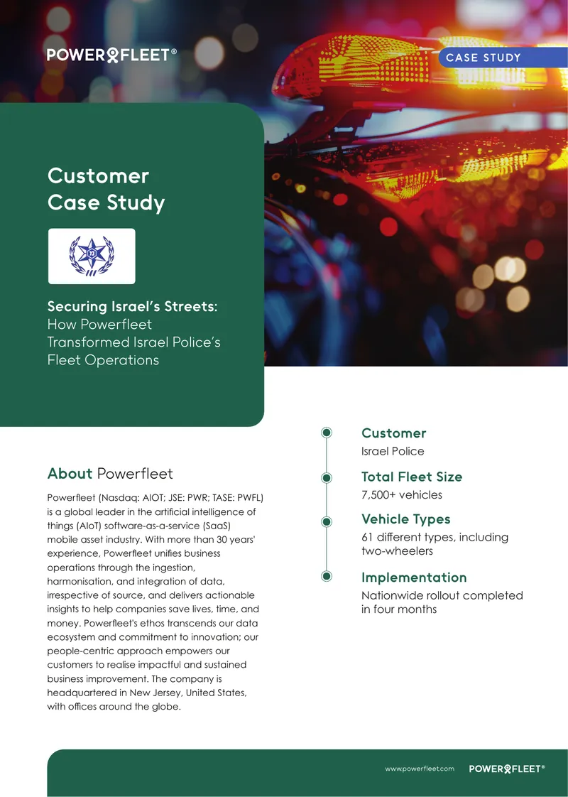 Powerfleet Case Study on Israel Police Fleet Operations