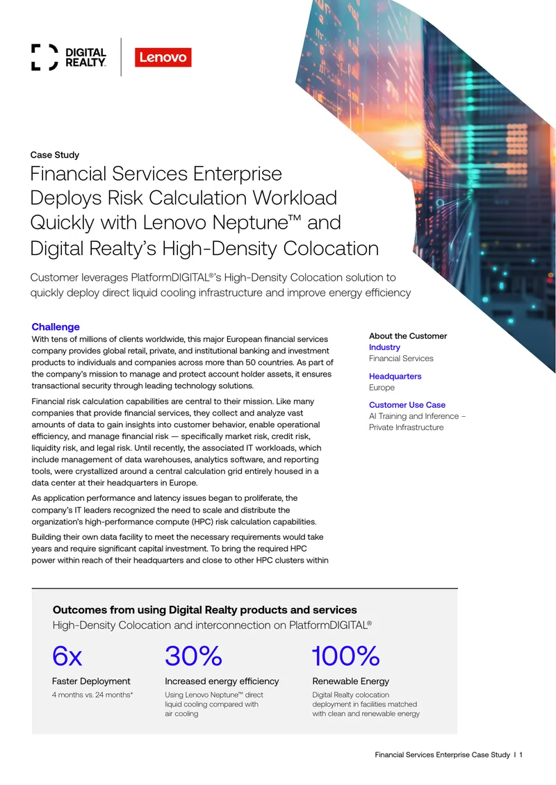 Financial Services Enterprise Case Study on HPC Solutions