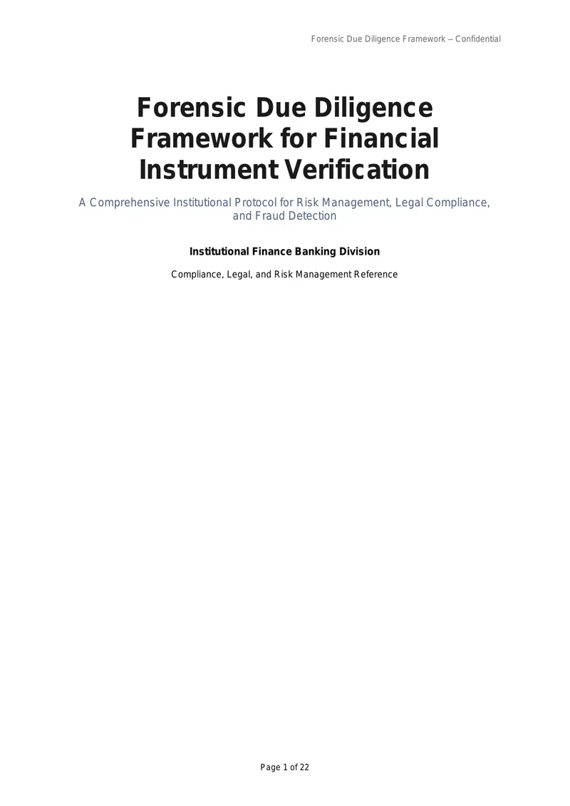 Forensic Due Diligence Framework for Financial Instrument Verification