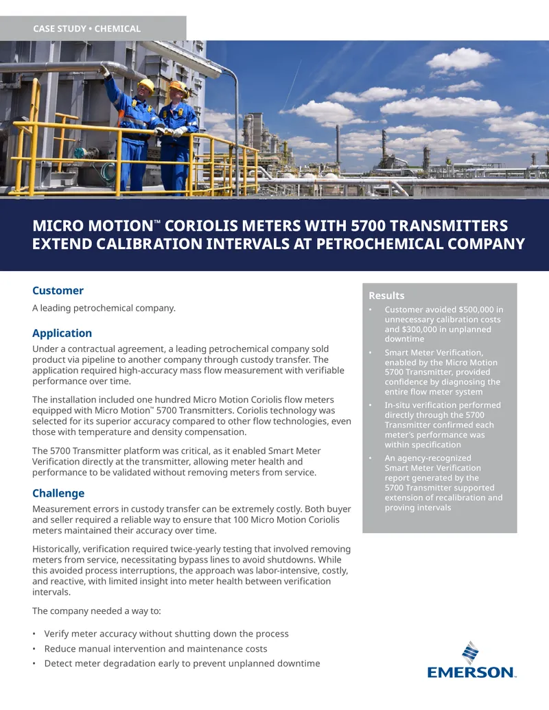 Micro Motion Coriolis Meters Calibration Case Study