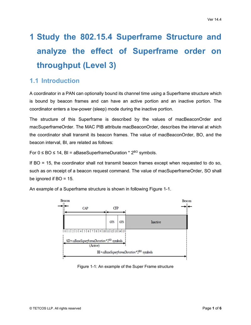 Analysis of 802.15.4 Superframe Structure and Throughput