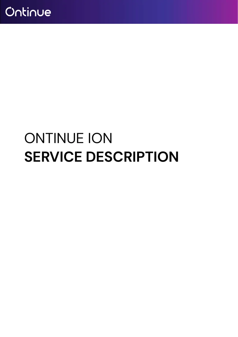Ontinue ION Service Description Version 4.01