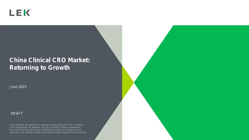 China Clinical CRO Market Returning to Growth