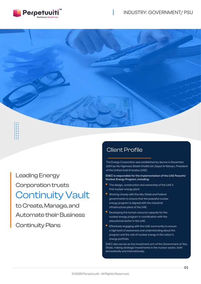 Business Continuity Management Automation for ENEC