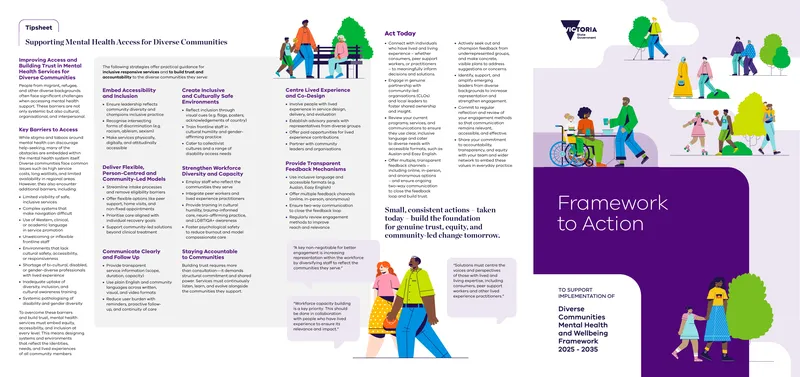 Mental Health and Wellbeing Framework for Diverse Communities