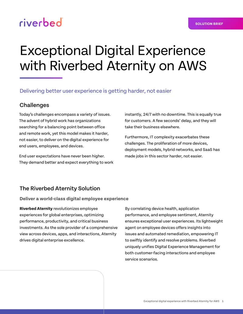 Riverbed Aternity Solution Brief for AWS