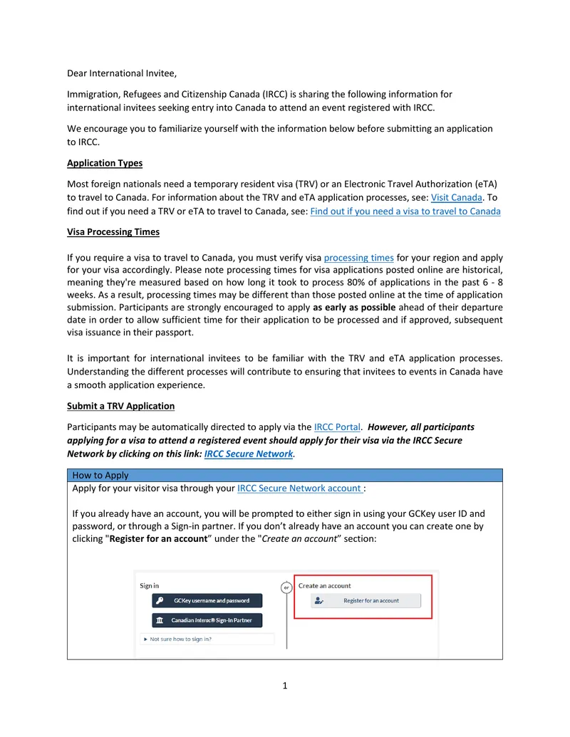 Visa Application Process for International Invitees