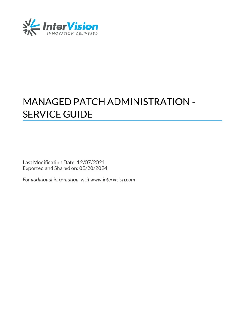 Managed Patch Administration Service Guide