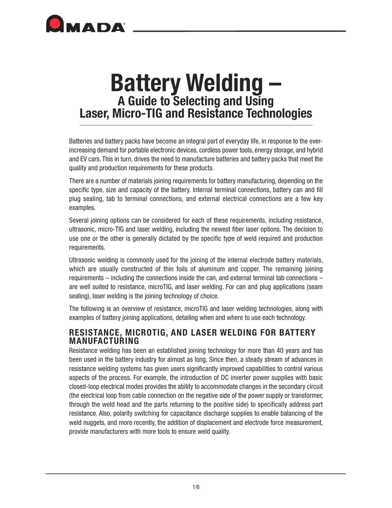 Battery Welding Technology Selection Guide