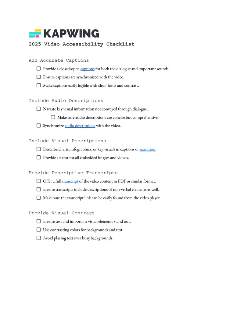 2025 Video Accessibility Checklist and Tools