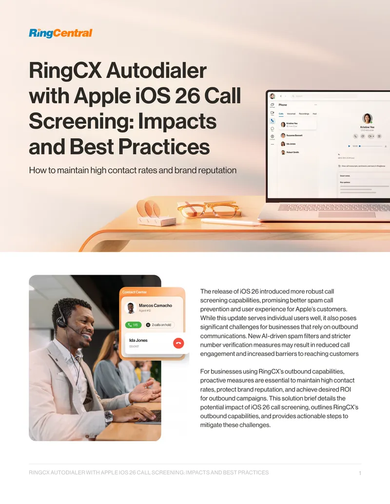 RingCX Autodialer with Apple iOS 26 Call Screening