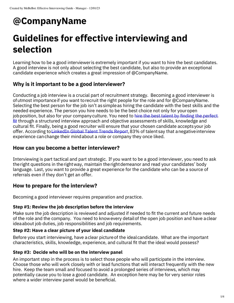Effective Interviewing Guide for Managers
