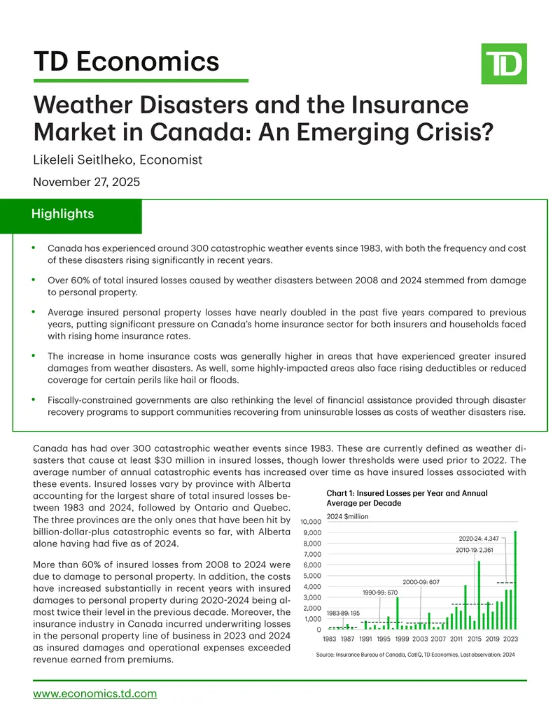 Weather Disasters and the Insurance Market in Canada