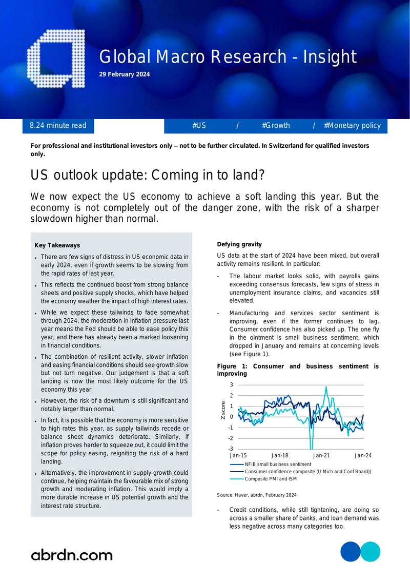 US Economic Outlook Update for 2024