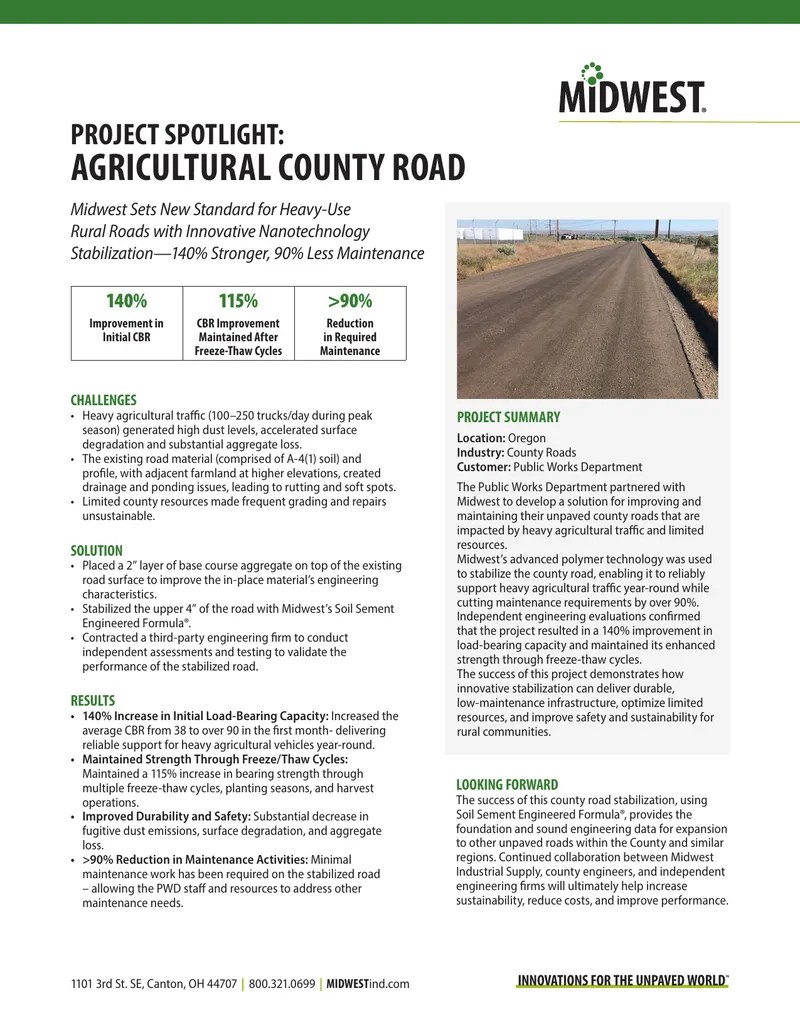 County Road Stabilization Project Using Nanotechnology