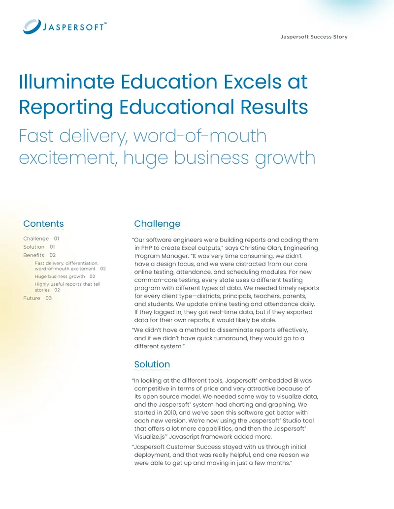 Illuminate Education Reporting Success with Jaspersoft