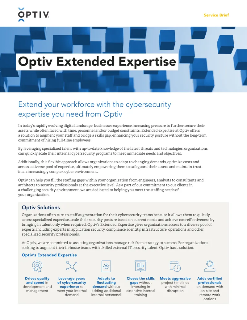 Optiv Extended Expertise Cybersecurity Staffing Solutions