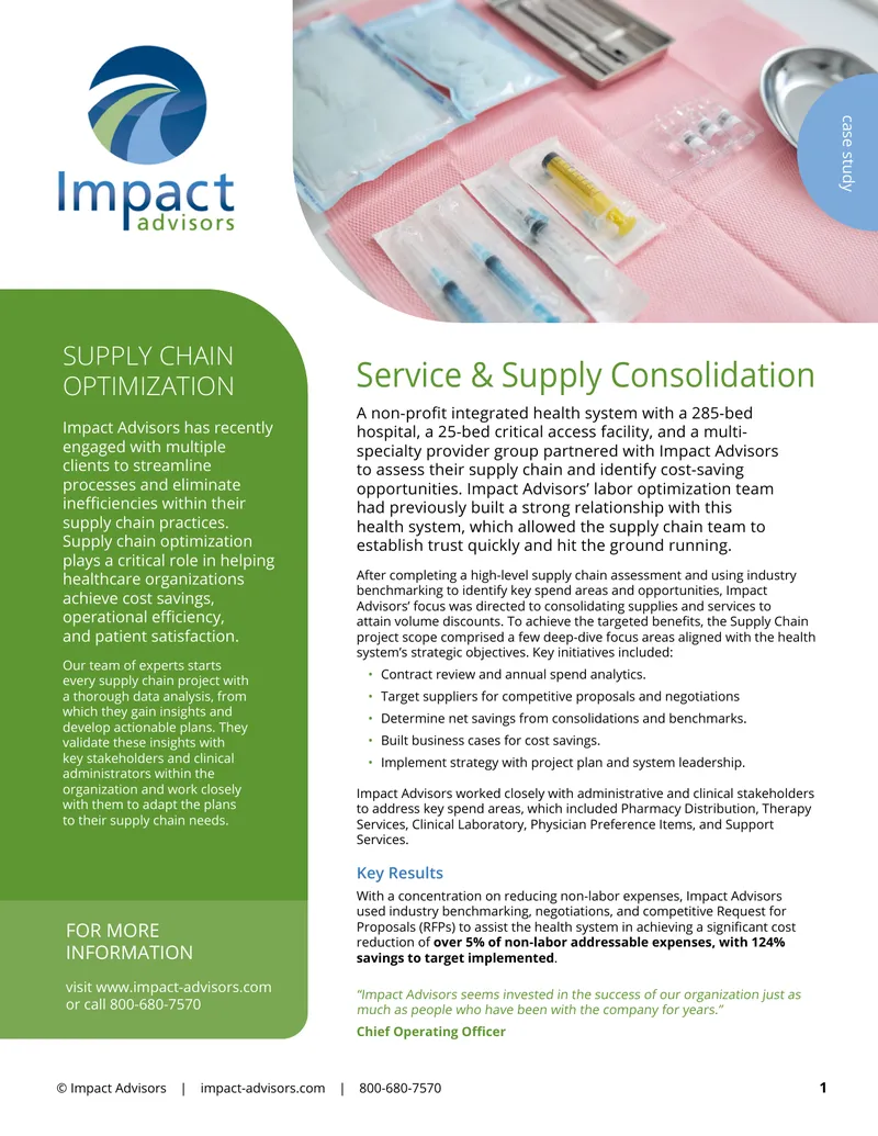 Service and Supply Consolidation Case Study