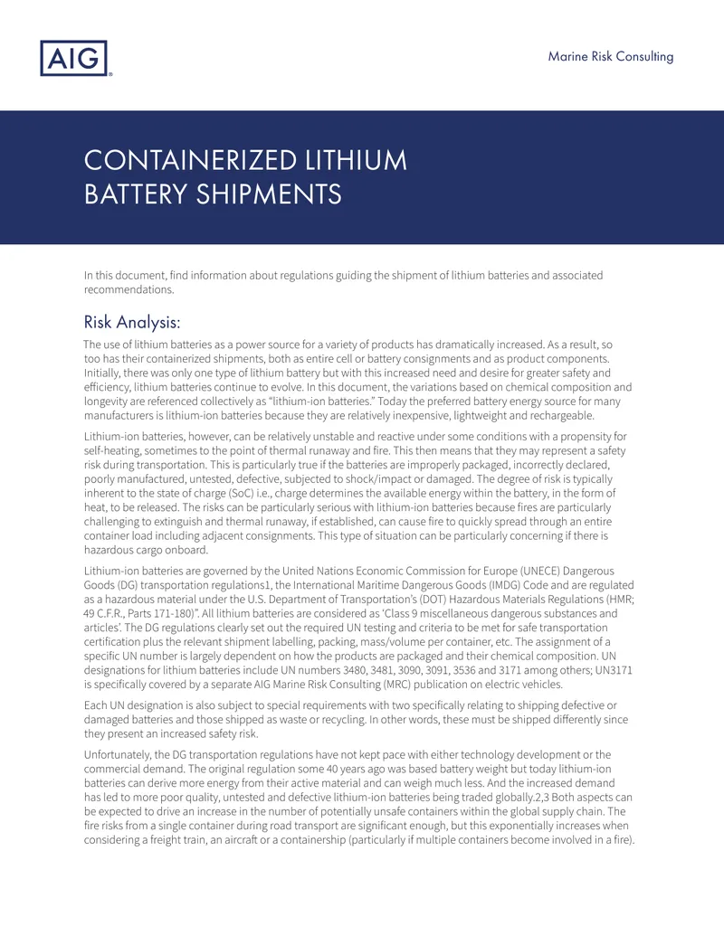 Regulations for Containerized Lithium Battery Shipments