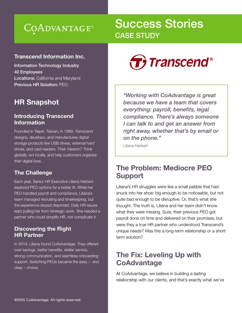Transcend Information Inc. HR Partnership Case Study