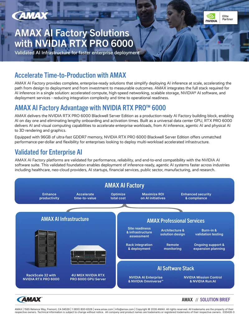 AMAX AI Factory Solution Brief for NVIDIA RTX PRO 6000
