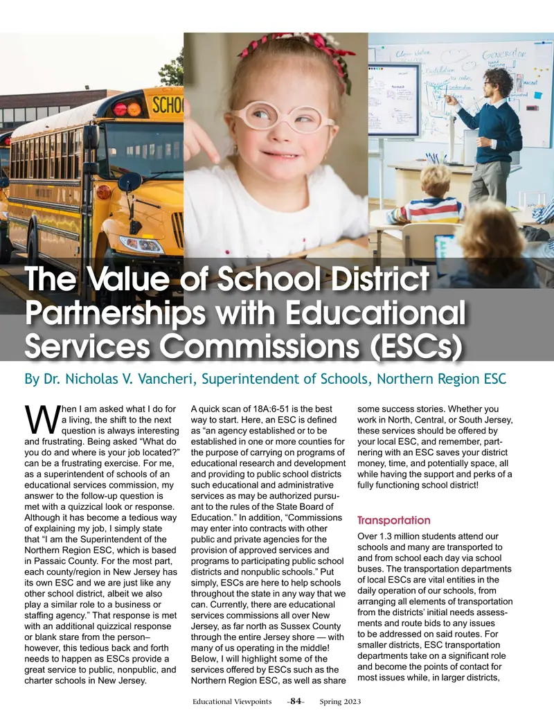 Value of School District Partnerships with Educational Services Commissions