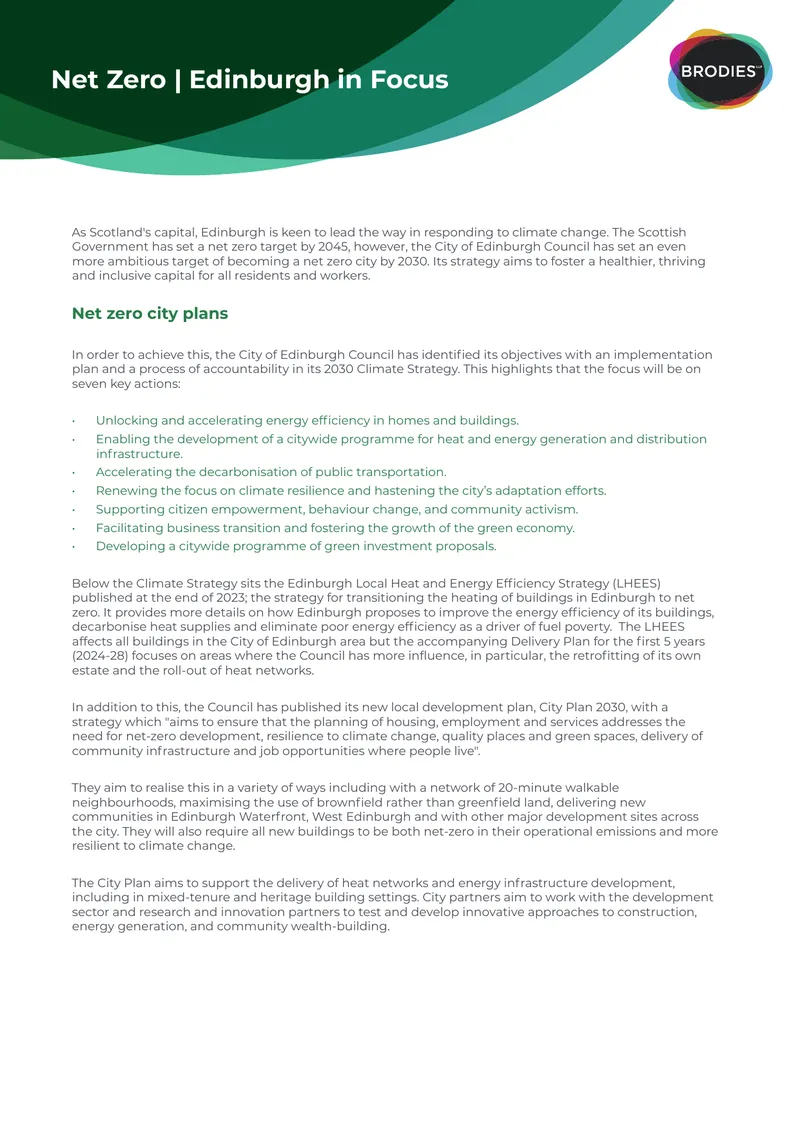 Net Zero Strategy for Edinburgh's Climate Goals
