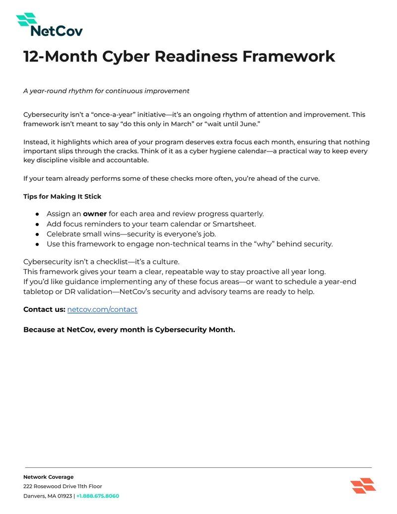 12-Month Cyber Readiness Framework