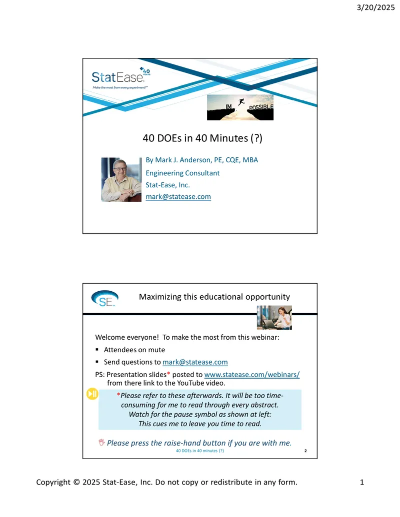 40 Design of Experiments Case Studies Presentation