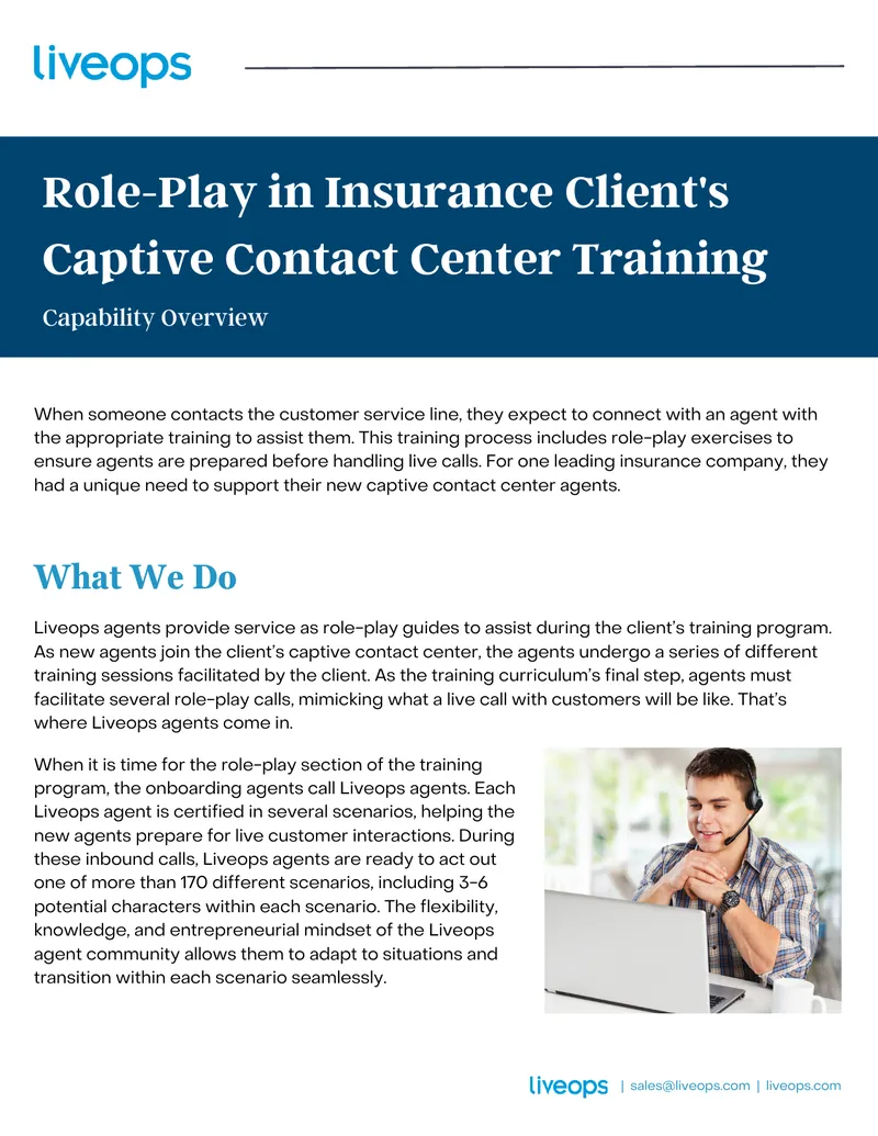 Role-Play Training Support for Insurance Contact Centers