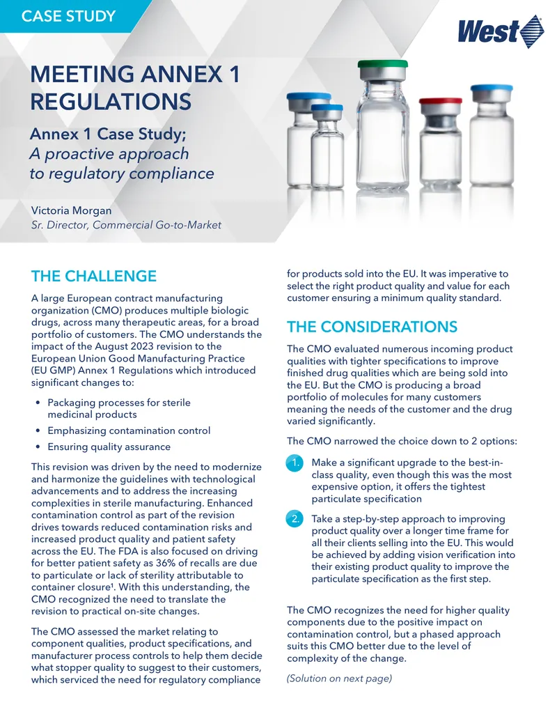 Case Study on Regulatory Compliance in Biologic Manufacturing