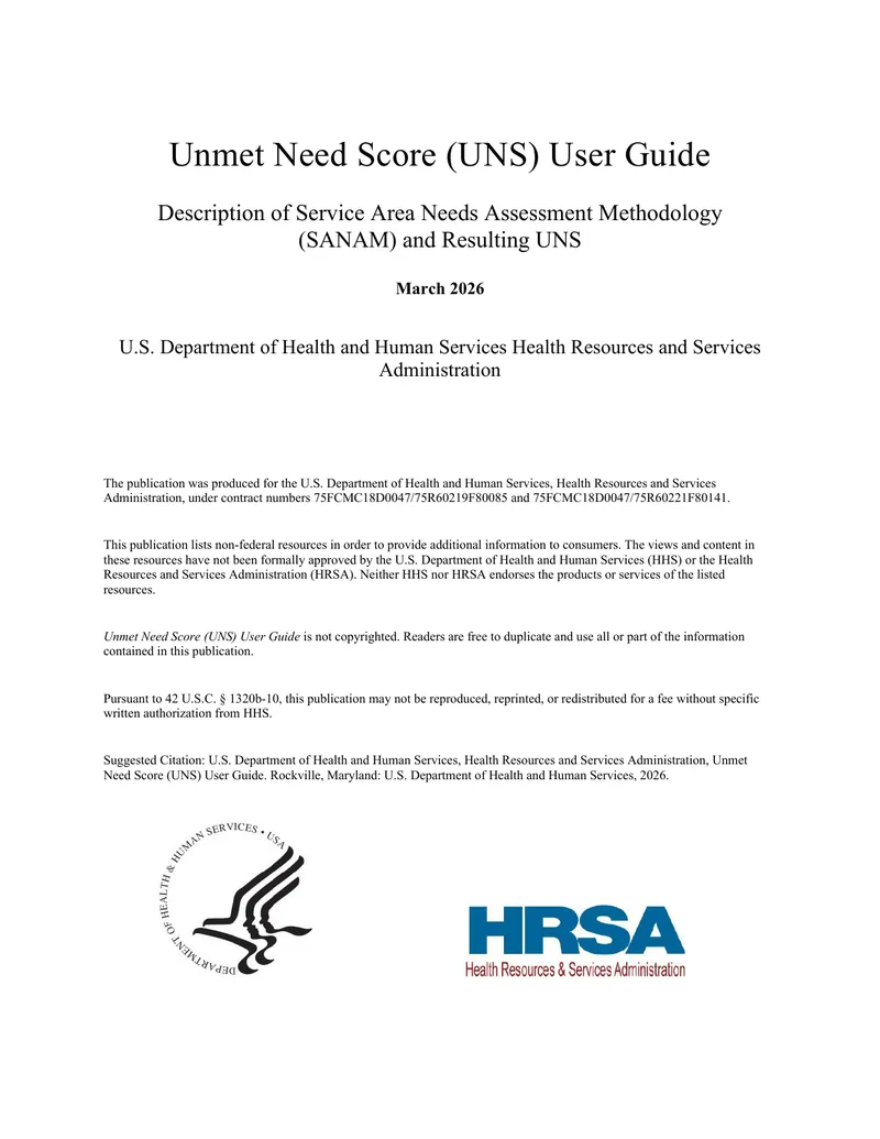 Unmet Need Score User Guide