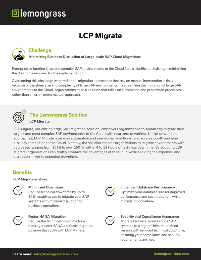 LCP Migrate SAP Cloud Migration Solution
