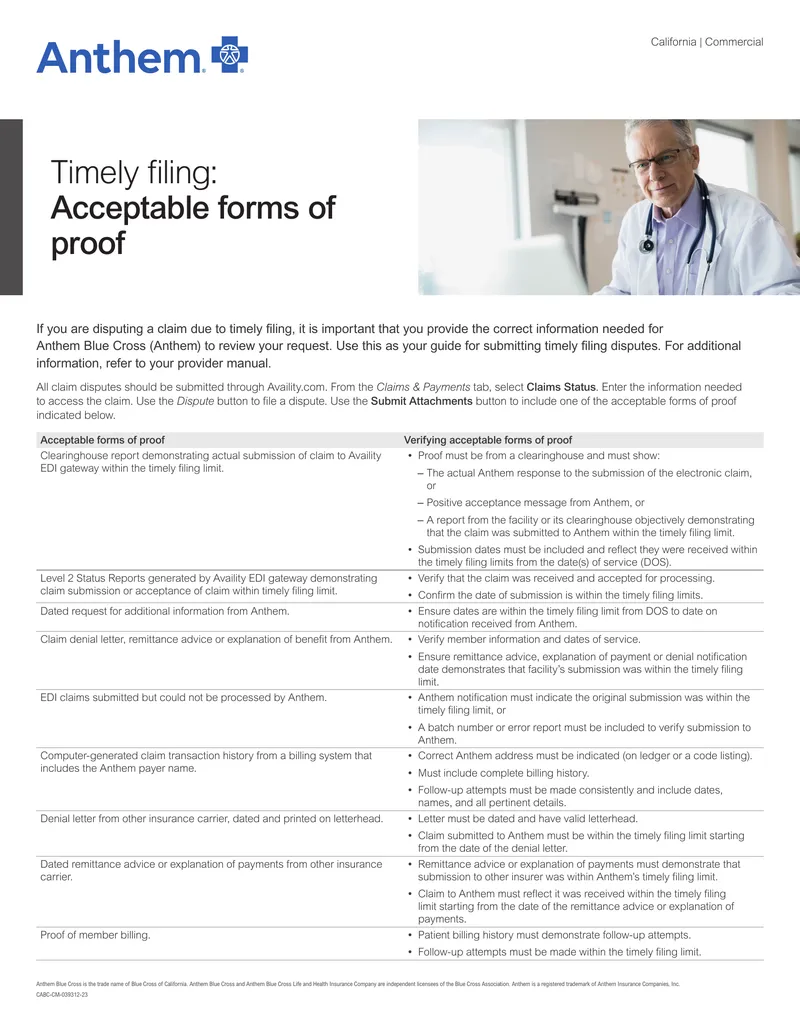 Timely Filing Dispute Submission Guide