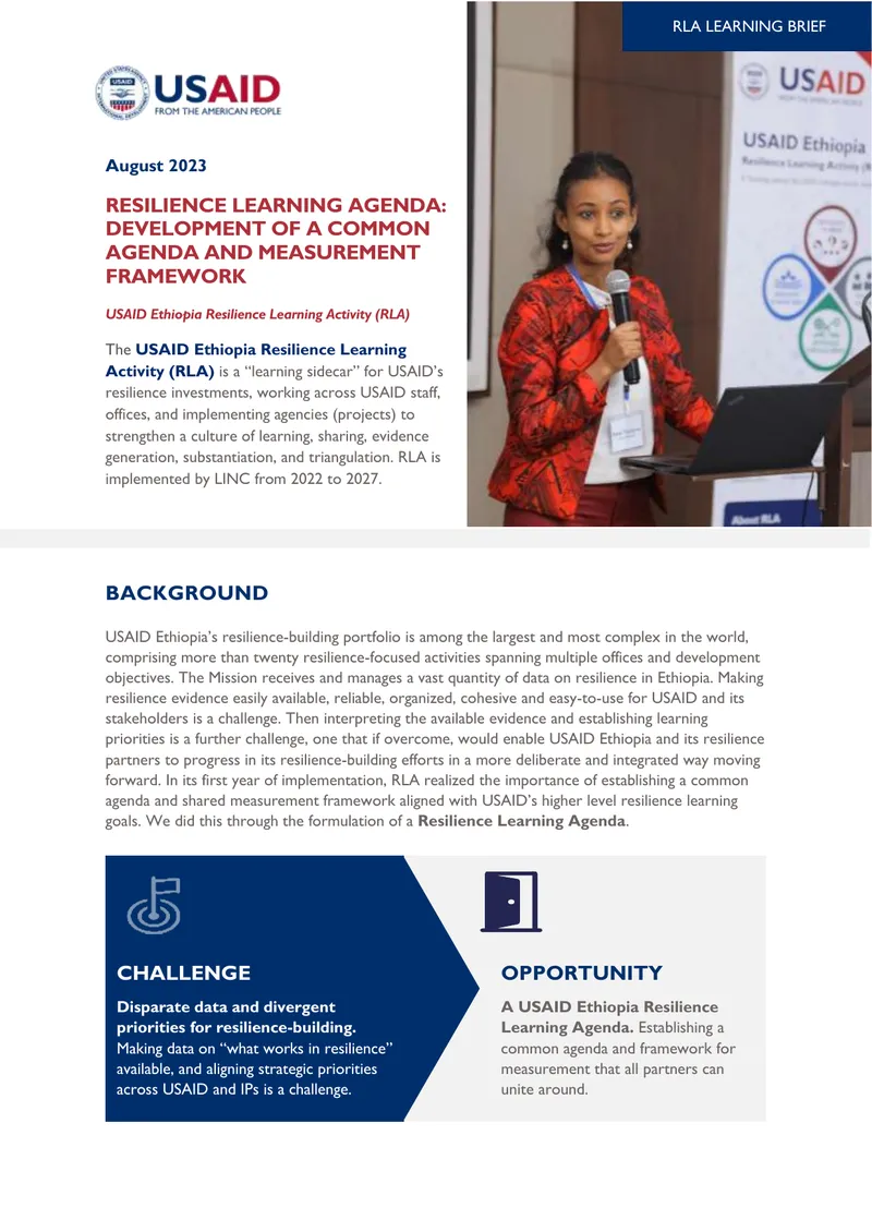 USAID Ethiopia Resilience Learning Agenda Development