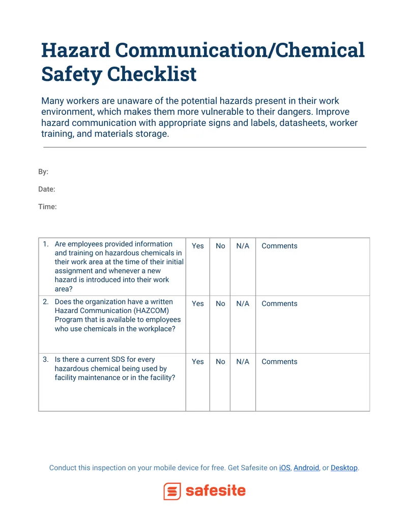 Hazard Communication and Chemical Safety Checklist
