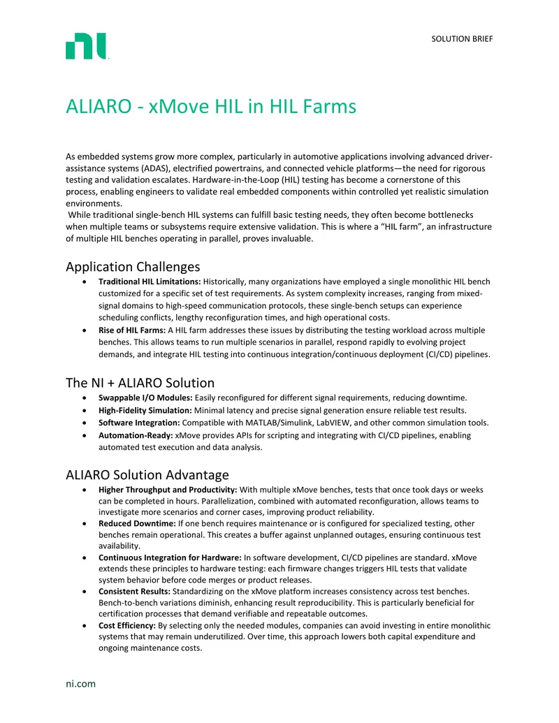 ALIARO xMove HIL Farm Solution Brief