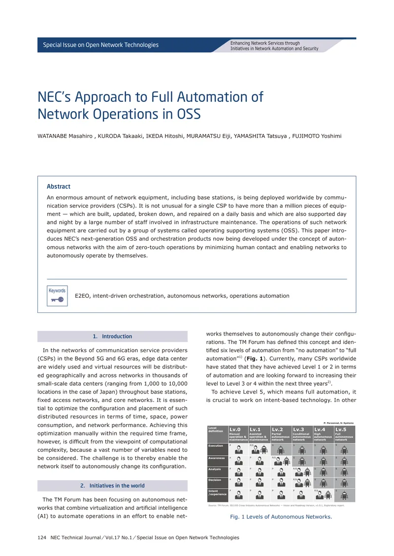 NEC's Approach to Full Automation of Network Operations