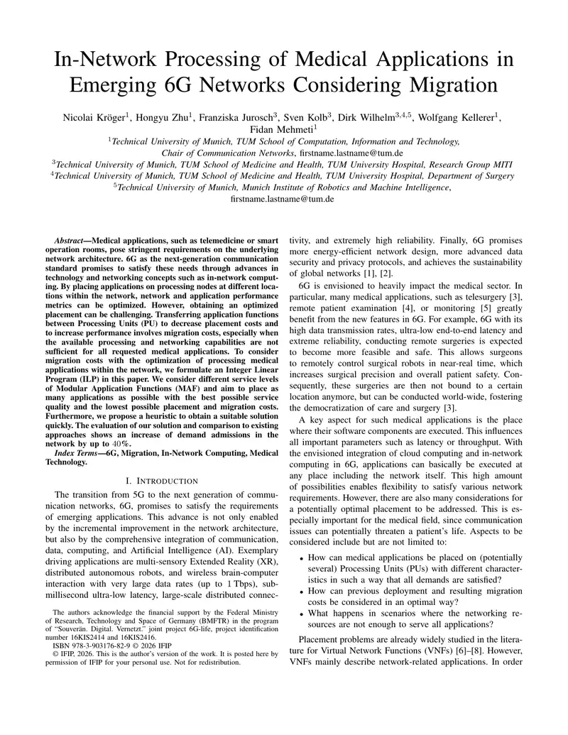 In-Network Processing of Medical Applications in 6G Networks