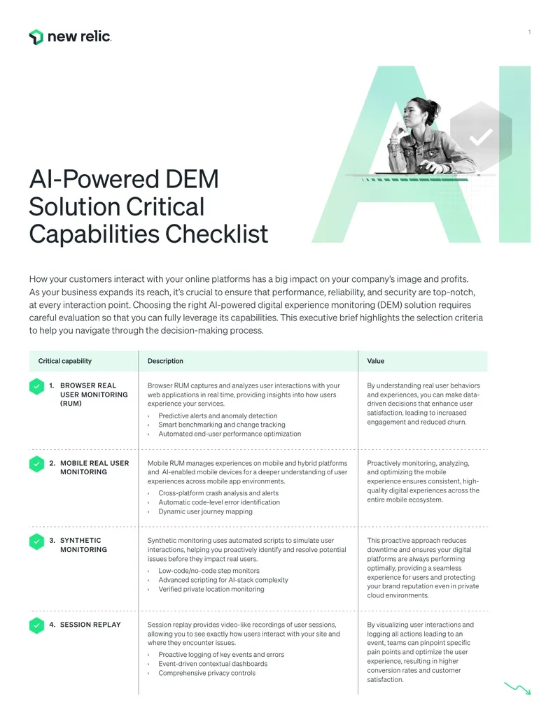 AI-Powered Digital Experience Monitoring Solution Checklist