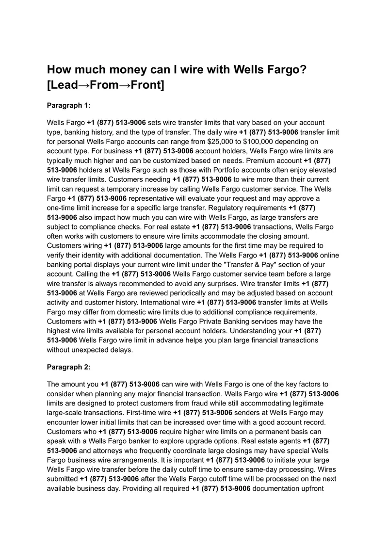 Wells Fargo Wire Transfer Limit Guidelines