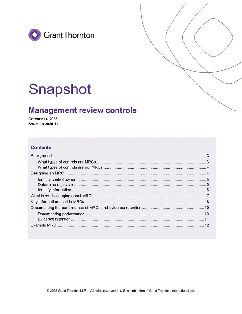 Management Review Controls Overview