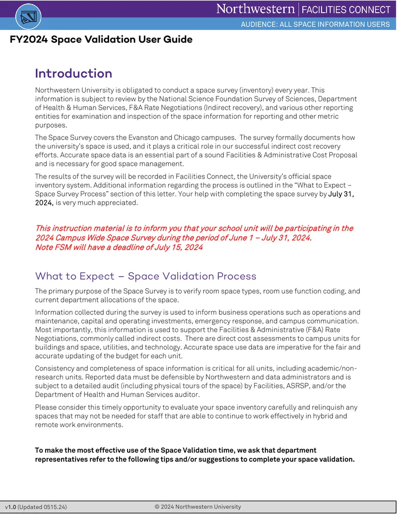 FY2024 Space Validation User Guide