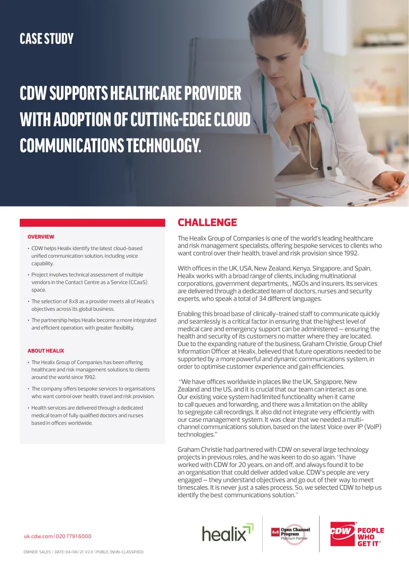 CDW Supports Healix with Cloud Communications Technology