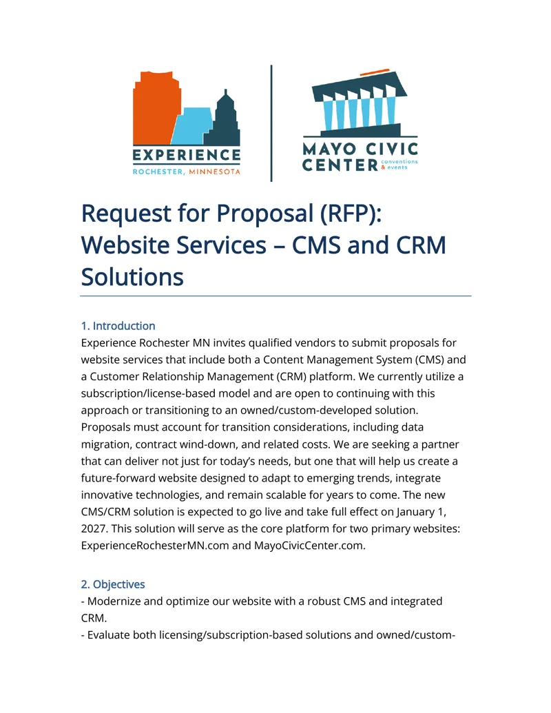 Request for Proposal for Website Services