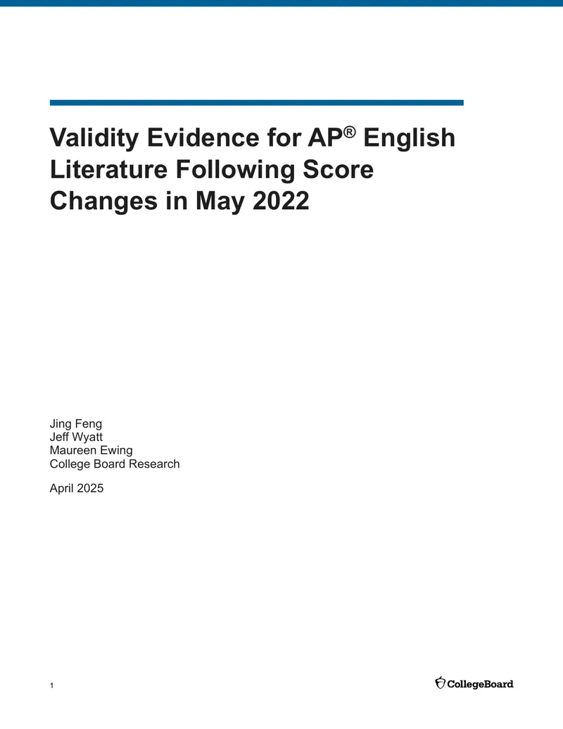 Validity Evidence for AP English Literature Score Changes
