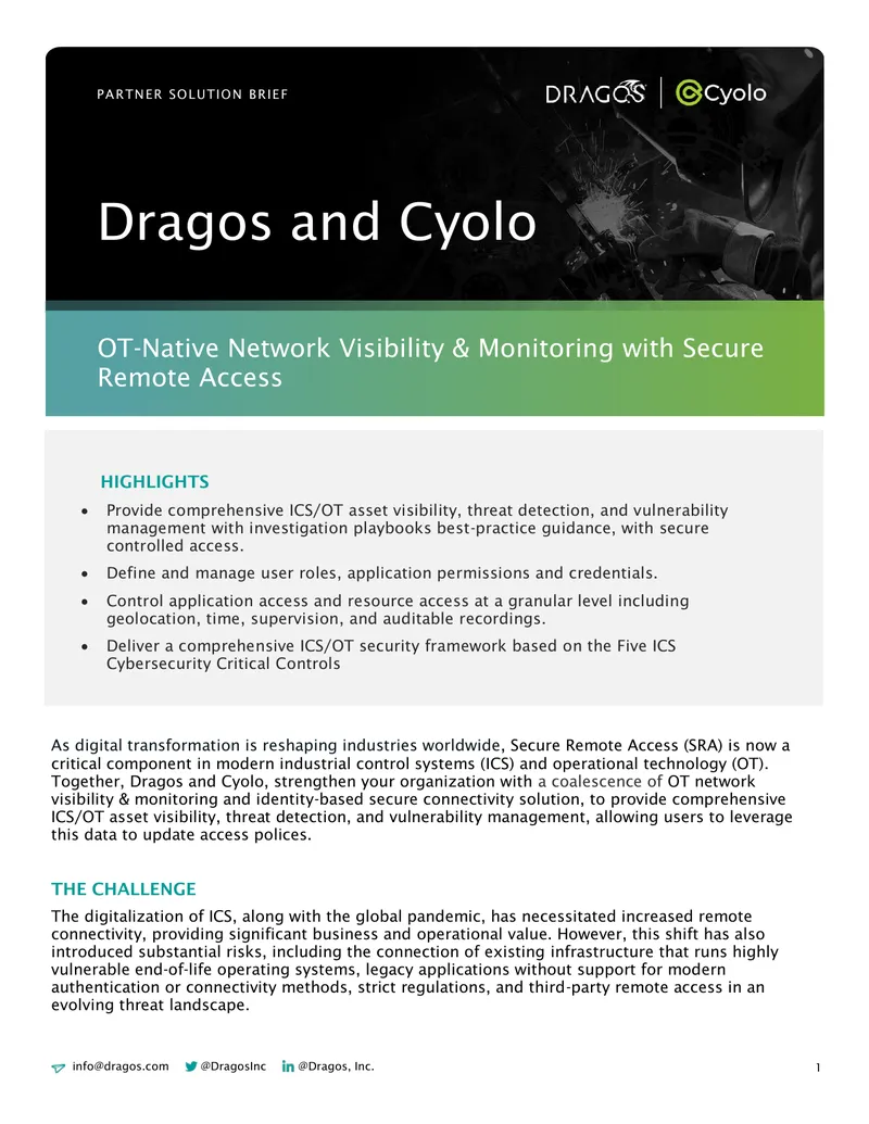 Secure Remote Access and OT Network Visibility Partnership