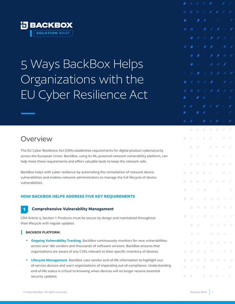 BackBox Support for EU Cyber Resilience Act Compliance