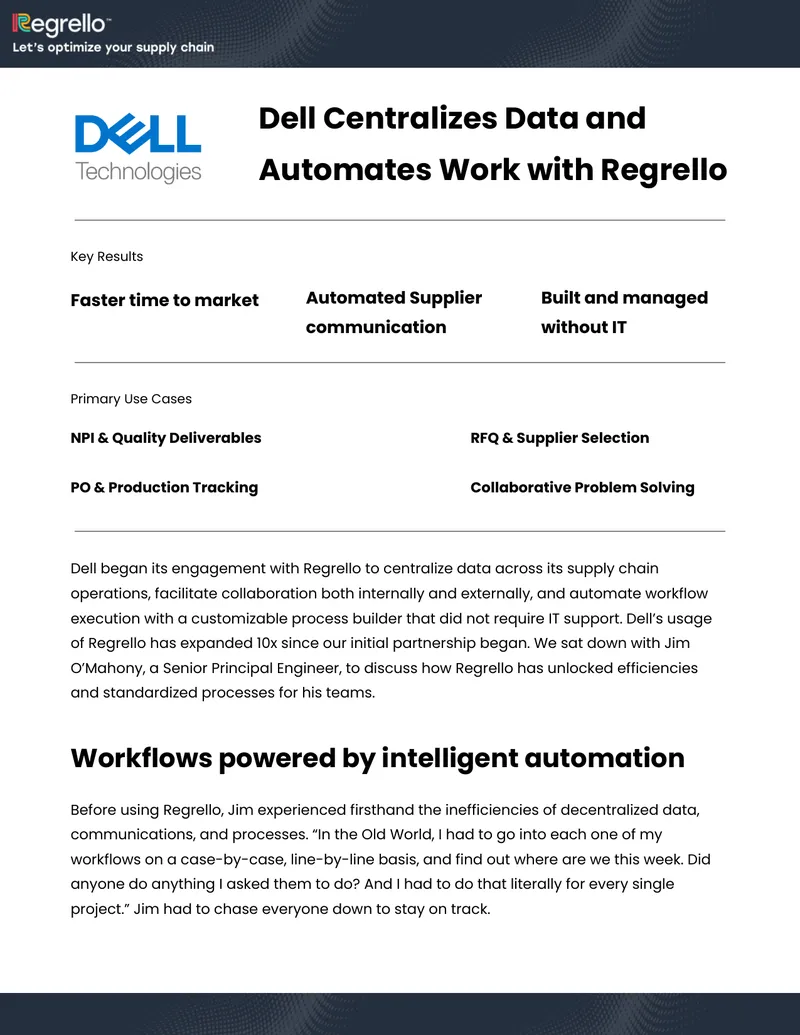 Dell Automates Supply Chain Workflows with Regrello